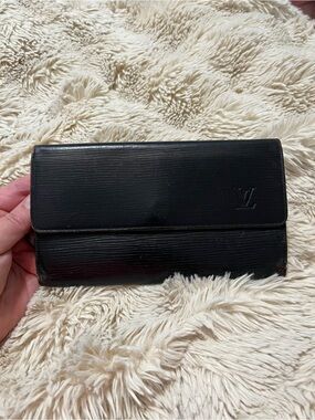 Louis Vuitton Black Epi Leather Flap Wallet